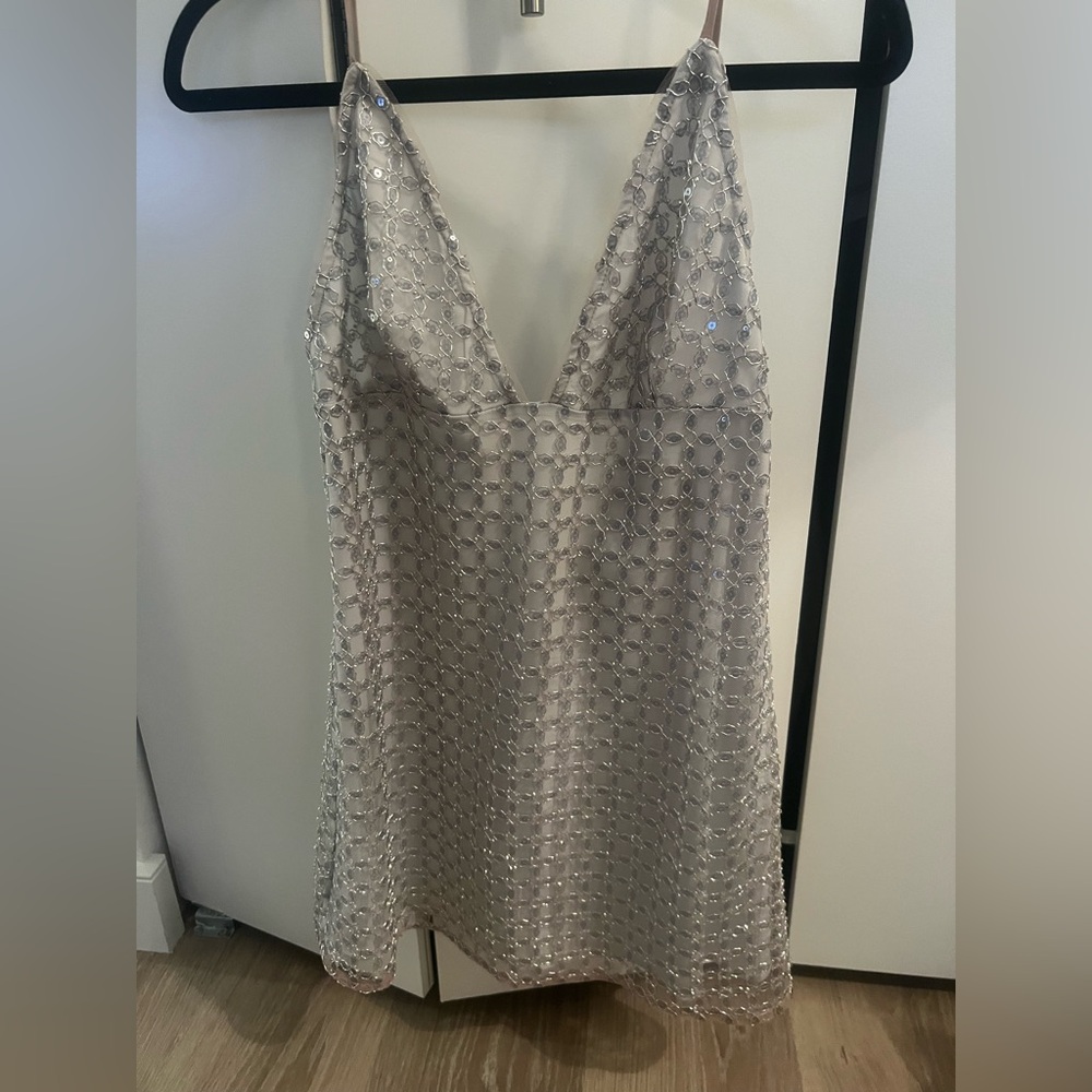 Rotate Silver Sequin Dress
